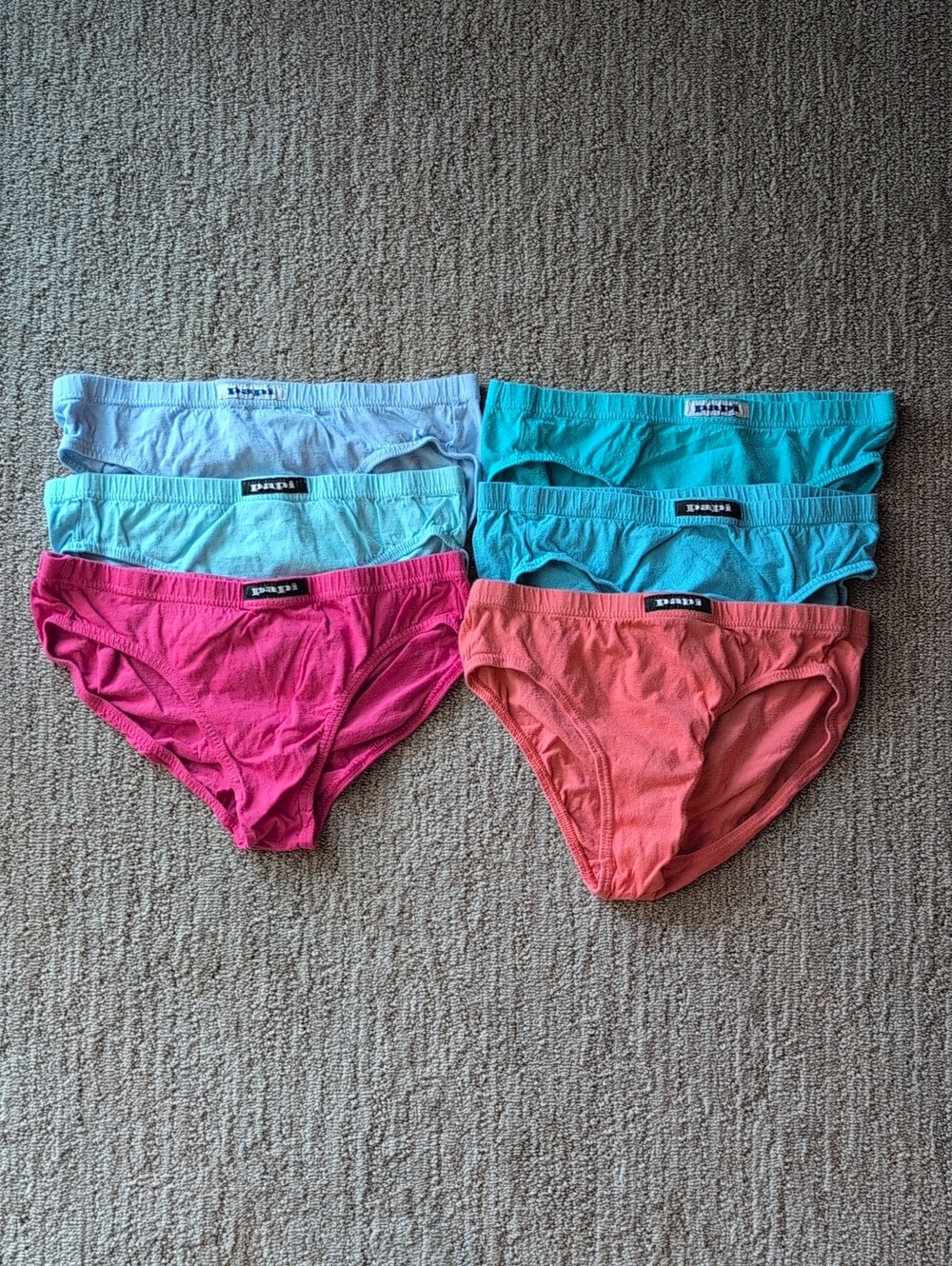 Brand new.  Wrong size.  Papi Bikini Briefs 6-pack